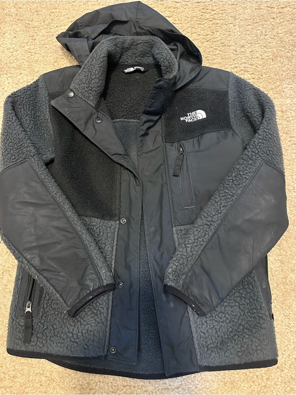 The North Face Boys Black Sherpa Fleece Hooded Jacket